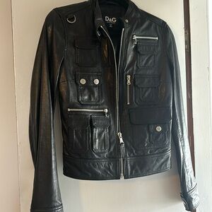 Dolce and Gabbana black leather jacket